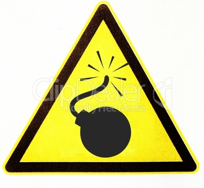 Warndreieck mit Symbol für Bomben