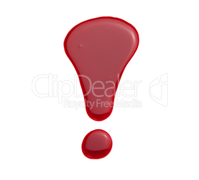 exclamation mark in red nail lacquer