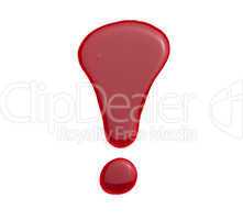 exclamation mark in red nail lacquer