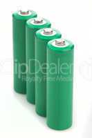 four green batteries with blank covers