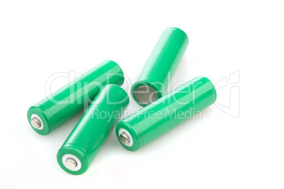 four rechargeable green eco batteries