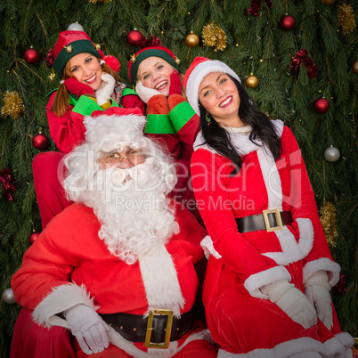 santa clause woman smiling elf helper