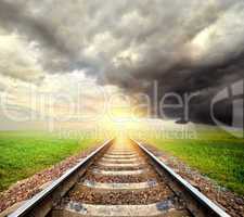 Railroad and clouds