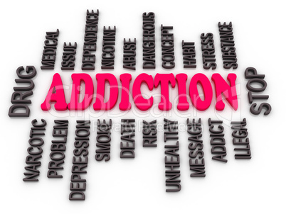 3d addiction message. substance or drug dependence conceptual de