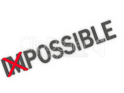 3d imagen changing the word impossible to possible