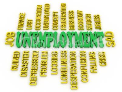 3d unemployment message concept. jobs crisis concept
