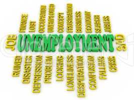 3d unemployment message concept. jobs crisis concept