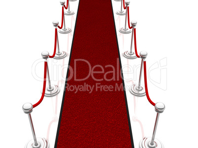 3d illustration red carpet, isolated over white background