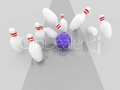 bowling strike illustration, 3d imagen