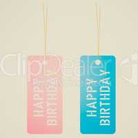 vintage look happy birthday tag