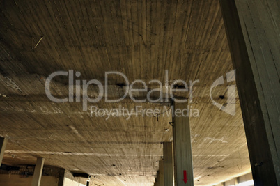 concrete ceiling and pillars in abandoned factory
