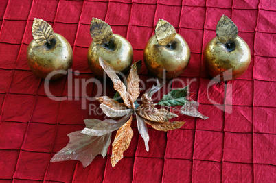 golden apples and flower christmas decoration