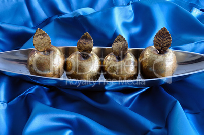 golden apples decorative christmas objects