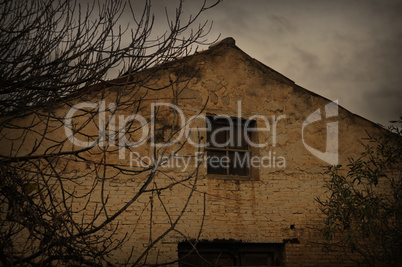 abandoned house rainy day