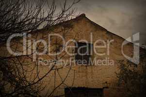 abandoned house rainy day