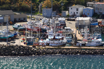 dock for fishing boats in harbor of st. john's newfoundland.