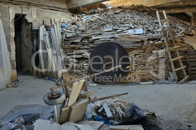 abandoned marble factory interior