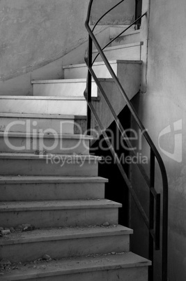 marble staircase in abandoned interior