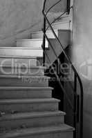marble staircase in abandoned interior