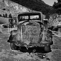 rusty abandoned car