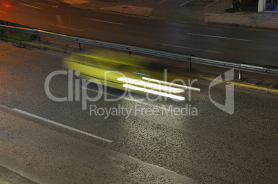 yellow cab at night