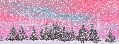 winter snowing landscape - 3d render