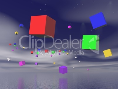 colorful cubes - 3d render