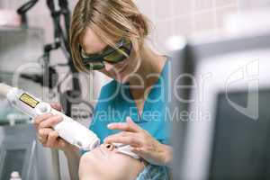 woman having a laser skin treatment