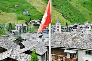 Schieferstein Dächer im Bergdorf Vals