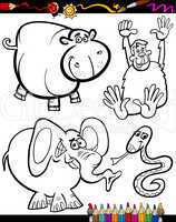 Cartoon Animals for Coloring Book