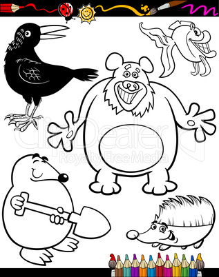 Cartoon Animals for Coloring Book