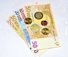 euro geldscheine und münzen