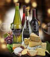 wine ,grape and cheese