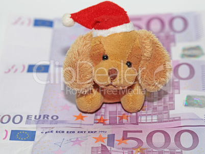 Santa Claus dog toy with euros