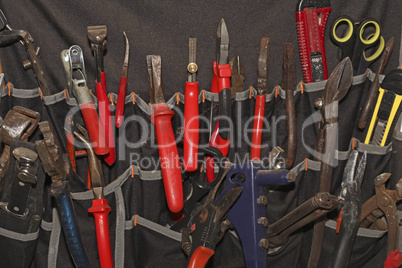 set of tools in tool box