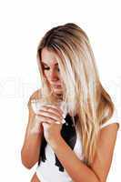 blond girl praying.