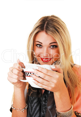 girl drinking soup.