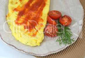 Omelet with fresh tomatoes