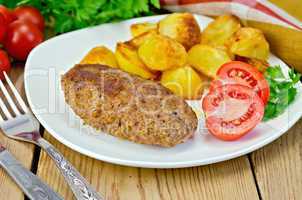 cutlet meaty with fried potato