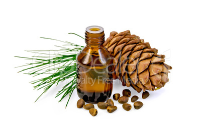oil with cedar cone and nuts