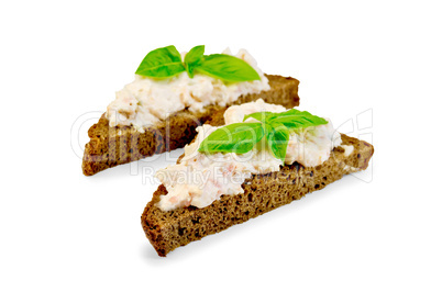 Sandwich with cream from salmon and mayonnaise