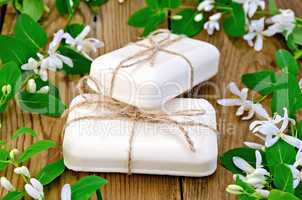 Soap white with flowers of honeysuckle
