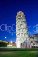 pisa leaning tower at dawn