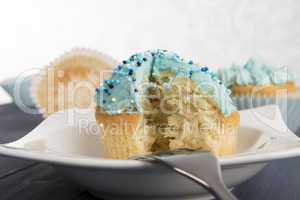 closeup blue muffin