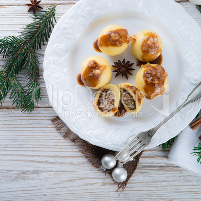 potato dumplings with a meat filling