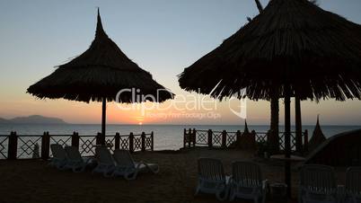 Timelaps of sunrise and beach at the luxury hotel, Sharm el Sheikh, Egypt