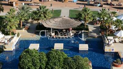The swimming pool and bar at luxury hotel, Sharm el Sheikh, Egypt