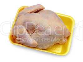 hen ready to preparation on a yellow substrate