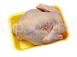 hen ready to preparation on a yellow substrate