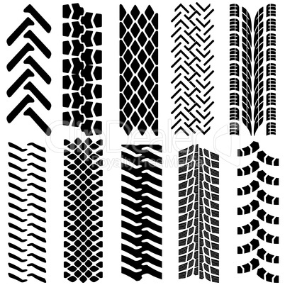 set of detailed tire prints, vector illustration
